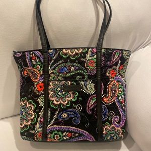 Women’s Vera Bradley bag/satchel/tote black base with multicolor paisley print